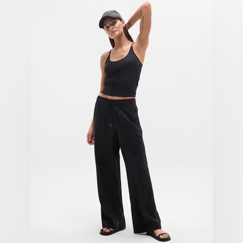 ATHLETA Retreat high ruse wide leg linen pants
